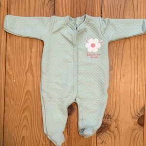 Mint Green Quilted Baby Footie